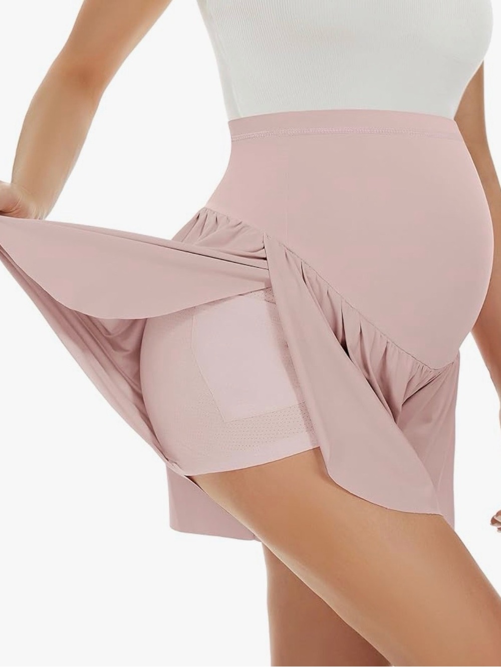 Women’s Maternity Skirt with Built-In Shorts - Blush Pink